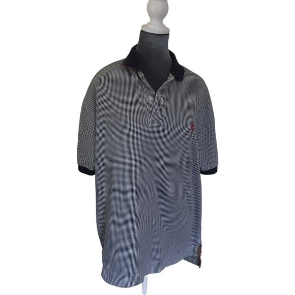 Nautica Other - Nautica Gingham Polo Shirt M Navy White Classic Fit Cotton